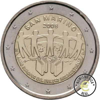 SAN MARINO 2008 2 EUROS CONMEMORATIVA BU - AÑO EUROPEO DEL DIALOGO INTERCULTURAL - EN CARTERA OFICIAL. - Imagen 2