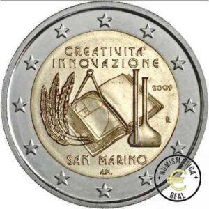 SAN MARINO 2009 2 EUROS CONMEMORATIVA BU - AÑO EUROPEO DE LA CREATIVIDAD Y LA INNOVACION - EN CARTERA OFICIAL.