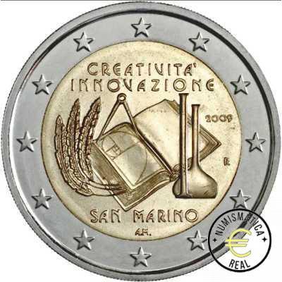SAN MARINO 2009 2 EUROS CONMEMORATIVA BU - AÑO EUROPEO DE LA CREATIVIDAD Y LA INNOVACION - EN CARTERA OFICIAL.