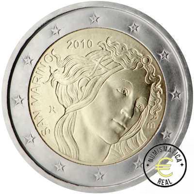 SAN MARINO 2010 2 EUROS CONMEMORATIVA BU - QUINTO CENTENARIO DEL FALLECIMIENTO DE SANDRO BOTTICELLI - EN CARTERA OFICIAL.