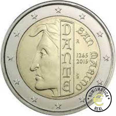 SAN MARINO 2015 2 EUROS CONMEMORATIVA BU - 750º ANIVERSARIO DE DANTE ALIGHIERI - EN CARTERA OFICIAL. - Imagen 2