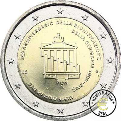 SAN MARINO 2015 2 EUROS CONMEMORATIVA BU - 25º ANIVERSARIO DE LA REUNIFICACIÓN ALEMANA - EN CARTERA OFICIAL. - Imagen 2