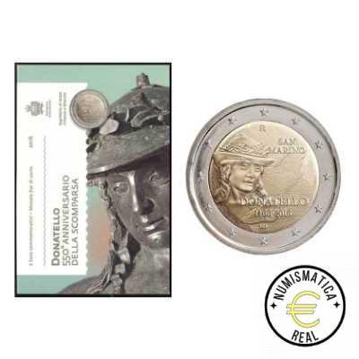SAN MARINO 2016 2 EUROS CONMEMORATIVA BU - 550º ANIVERSARIO DE LA MUERTE DE DONATELLO - EN CARTERA OFICIAL.