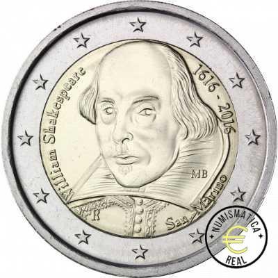 SAN MARINO 2016 2 EUROS CONMEMORATIVA BU - 500º ANIVERSARIO DE LA MUERTE DE WILLIAM SHAKESPEARE - EN CARTERA OFICIAL. - Imagen 2
