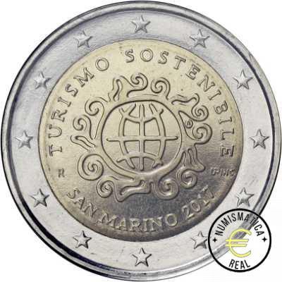 SAN MARINO 2017 2 EUROS CONMEMORATIVA BU - AÑO INTERNACIONAL DEL TURISMOS SOSTENIBLE - EN CARTERA OFICIAL. - Imagen 3