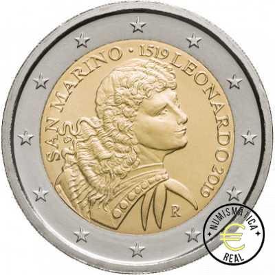SAN MARINO 2019 2 EUROS CONMEMORATIVA BU - 550º ANIVERSARIO DE LA MUERTE DE LEONARDO DA VINCI - EN CARTERA OFICIAL. - Imagen 2