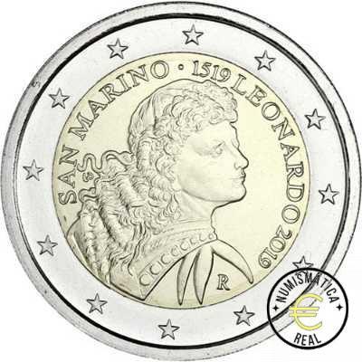SAN MARINO 2019 2 EUROS CONMEMORATIVA BU - 550º ANIVERSARIO DE LA MUERTE DE LEONARDO DA VINCI - EN CARTERA OFICIAL. - Imagen 3