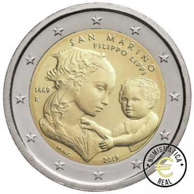 SAN MARINO 2019 2 EUROS CONMEMORATIVA BU - 550º ANIVERSARIO DE LA MUERTE DE FILIPPO LIPPI - EN CARTERA OFICIAL. - Imagen 2