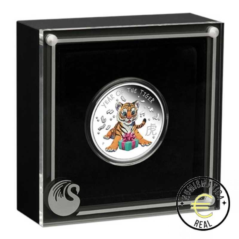 TUVALU 2022 50 CENTS DE DOLARES - 1/2 Oz DE PLATA PROOF "BEBE TIGRE" REGALO, BE PP. - Imagen 4