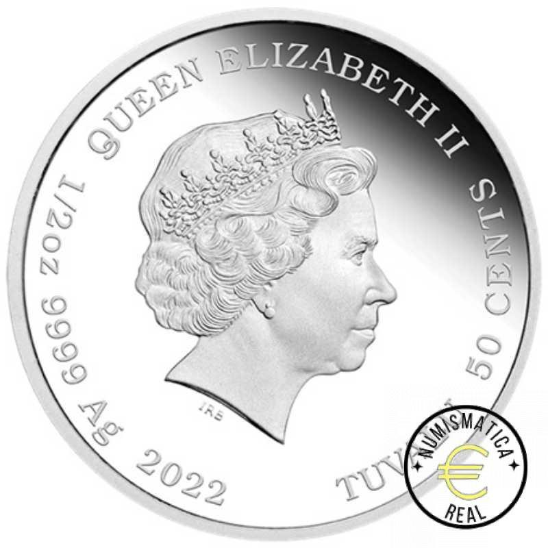 TUVALU 2022 50 CENTS DE DOLARES - 1/2 Oz DE PLATA PROOF "BEBE TIGRE" REGALO, BE PP. - Imagen 2