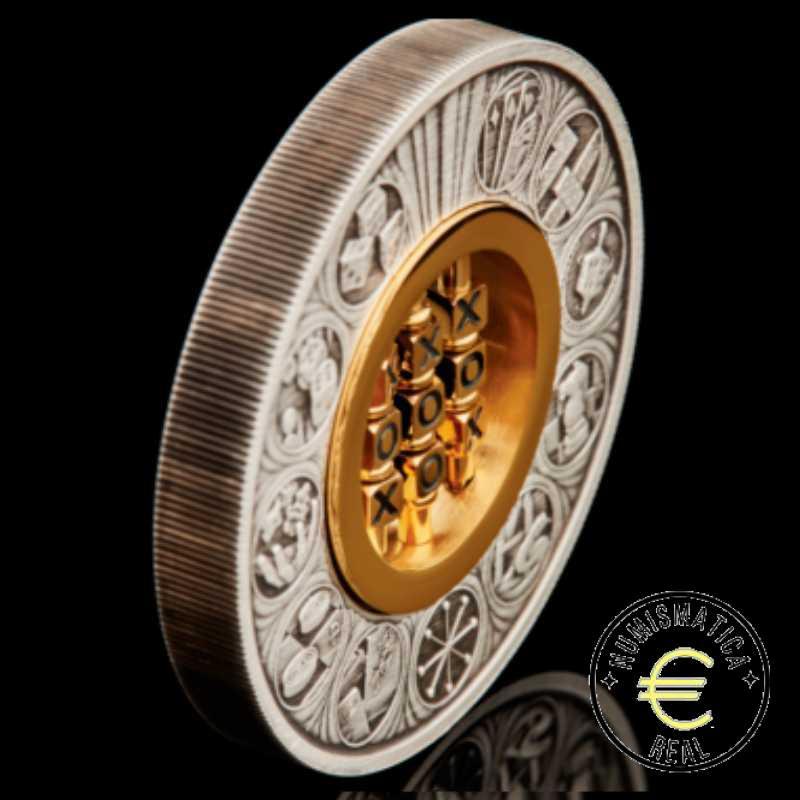 TUVALU 2022 2$ DOLARES - 2 Oz DE PLATA "JUEGOS A TRAVÉS DE LAS EDADES" AJEDREZ, DAMAS, DADOS..., ACABADO ANTIGUO. - Imagen 5