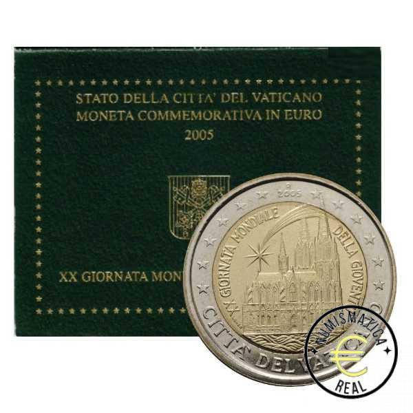 VATICANO 2005 2 EUROS CONMEMORATIVA BU - XX DIA MUNDIAL DE LA JUVENTUD - EN CARTERA OFICIAL.
