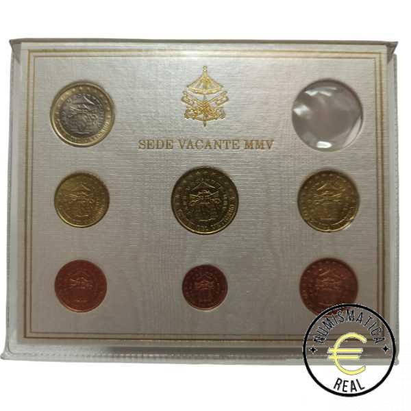 VATICANO 2005 CARTERA 7 VALORES "SIN MONEDA DE 2 EUROS" CALIDAD BU - SEDE VACANTE - EN CARTERA OFICIAL. - EUROSET. LEER BIEN. - Imagen 2