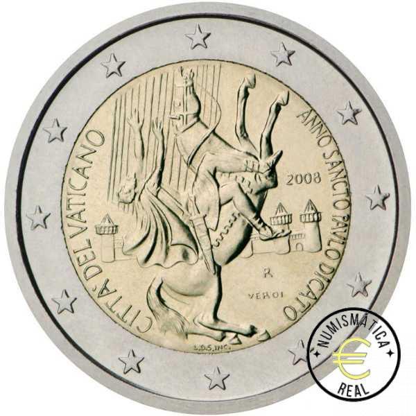 VATICANO 2008 2 EUROS CONMEMORATIVA BU - BIMILENARIO DEL NACIMIENTO DEL APÓSTOL SAN PABLO - EN CARTERA OFICIAL. - Imagen 2