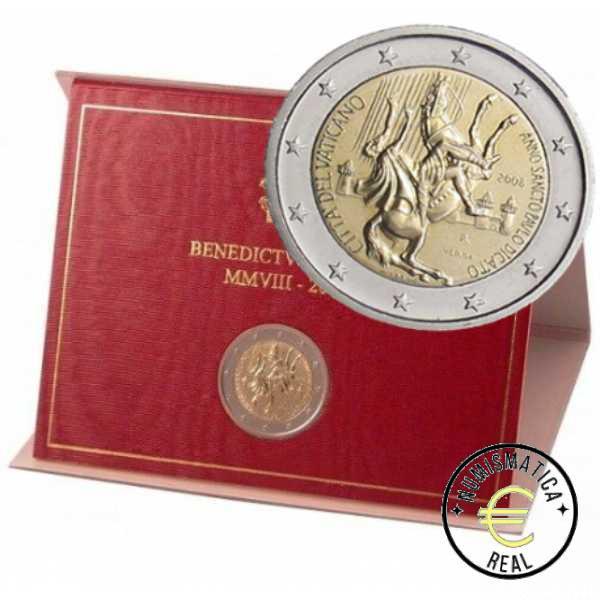 VATICANO 2008 2 EUROS CONMEMORATIVA BU - BIMILENARIO DEL NACIMIENTO DEL APÓSTOL SAN PABLO - EN CARTERA OFICIAL.