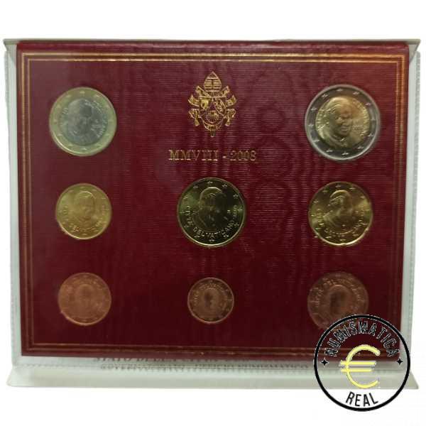 VATICANO 2008 CARTERA 8 VALORES KMS CALIDAD BU - BENEDICTO XVI - EN CARTERA OFICIAL - EUROSET. - Imagen 2