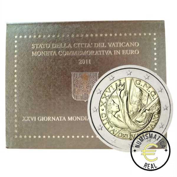 VATICANO 2011 2 EUROS CONMEMORATIVA BU - VIGÉSIMO SEXTA JORNADA MUNDIAL DE LA JUVENTUD - EN CARTERA OFICIAL.