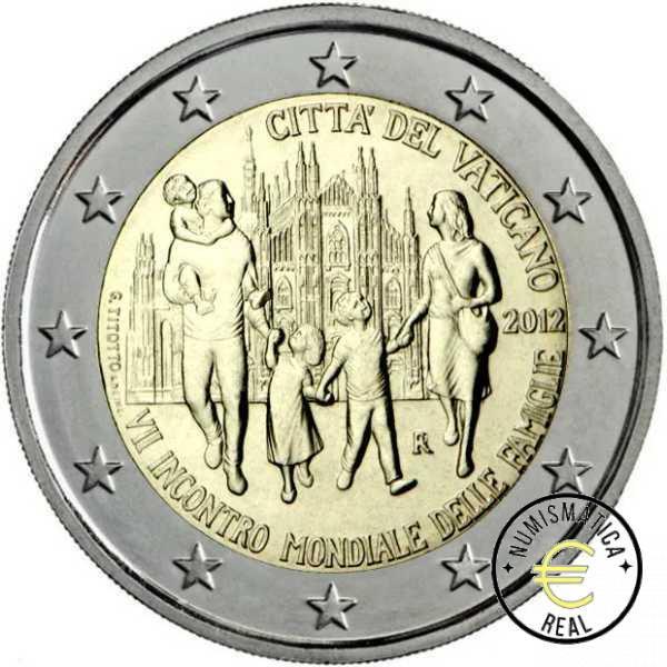 VATICANO 2012 2 EUROS CONMEMORATIVA BU - SÉPTIMO ENCUENTRO MUNDIAL DE LAS FAMILIAS - EN CARTERA OFICIAL. - Imagen 2