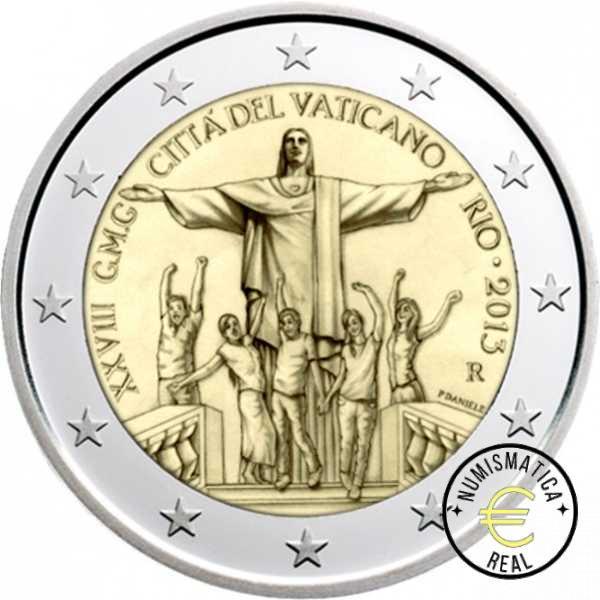 VATICANO 2013 2 EUROS CONMEMORATIVA BU - XXVIII JORNADA MUNDIAL DE LA JUVENTUD - RÍO DE JANEIRO - EN CARTERA OFICIAL. - Imagen 2