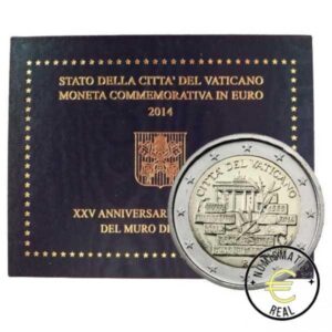 VATICANO 2014 2 EUROS CONMEMORATIVA BU - 25 ANIVERSARIO DE LA CAIDA DEL MURO DE BERLÍN - EN CARTERA OFICIAL.