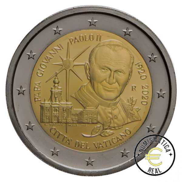VATICANO 2020 2 EUROS CONMEMORATIVA BU - 100 CUMPLEAÑOS DE SAN JUAN PABLO II - EN CARTERA OFICIAL. - Imagen 3