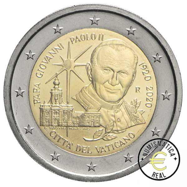 VATICANO 2020 2 EUROS CONMEMORATIVA BU - 100 CUMPLEAÑOS DE SAN JUAN PABLO II - EN CARTERA OFICIAL. - Imagen 2