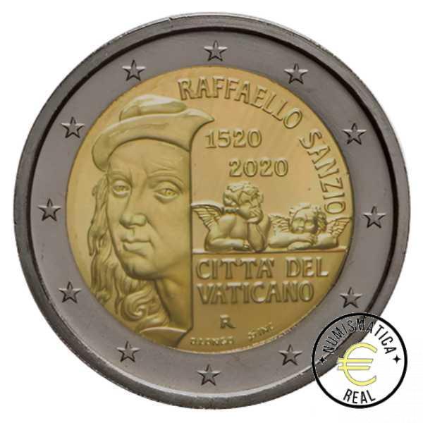 VATICANO 2020 2 EUROS CONMEMORATIVA BU - 500º ANIVERSARIO DE LA MUERTE DE RAPHAEL "RAFAEL" - EN CARTERA OFICIAL. - Imagen 3