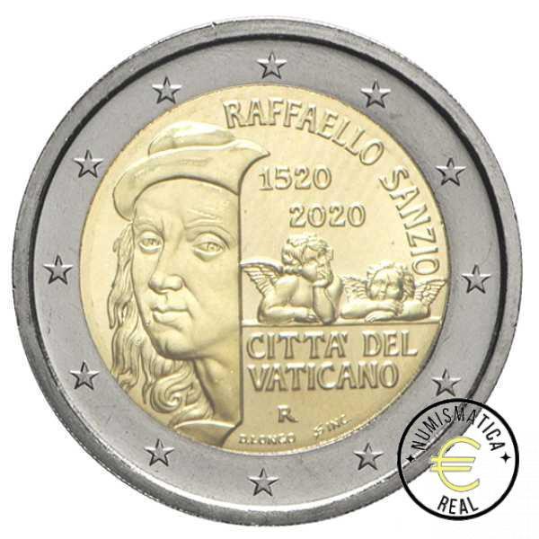 VATICANO 2020 2 EUROS CONMEMORATIVA BU - 500º ANIVERSARIO DE LA MUERTE DE RAPHAEL "RAFAEL" - EN CARTERA OFICIAL. - Imagen 2