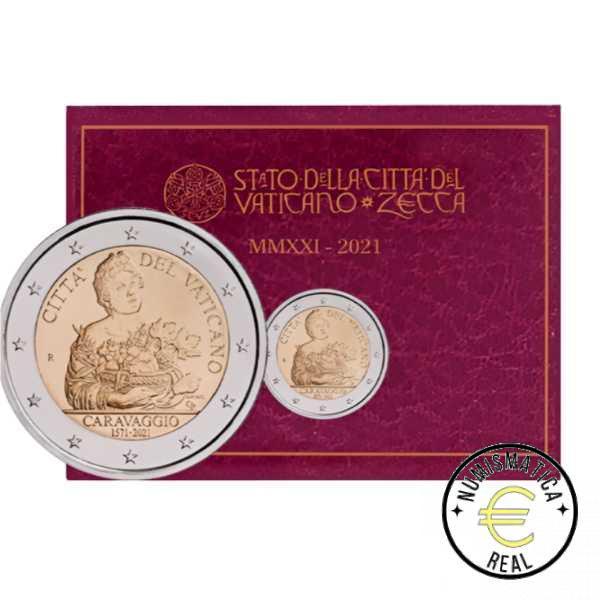 VATICANO 2021 2 EUROS CONMEMORATIVA BU - 450º ANIVERSARIO DEL NACIMIENTO DE CARAVAGGIO - EN CARTERA OFICIAL.
