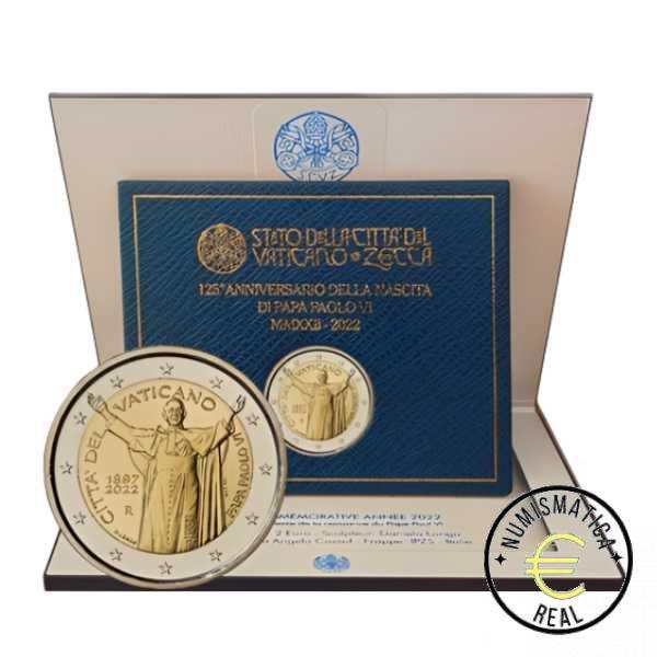 VATICANO 2022 2 EUROS CONMEMORATIVA BU - 125º ANIVERSARIO DEL NACIMIENTO DEL PAPA PABLO VI - EN CARTERA OFICIAL.