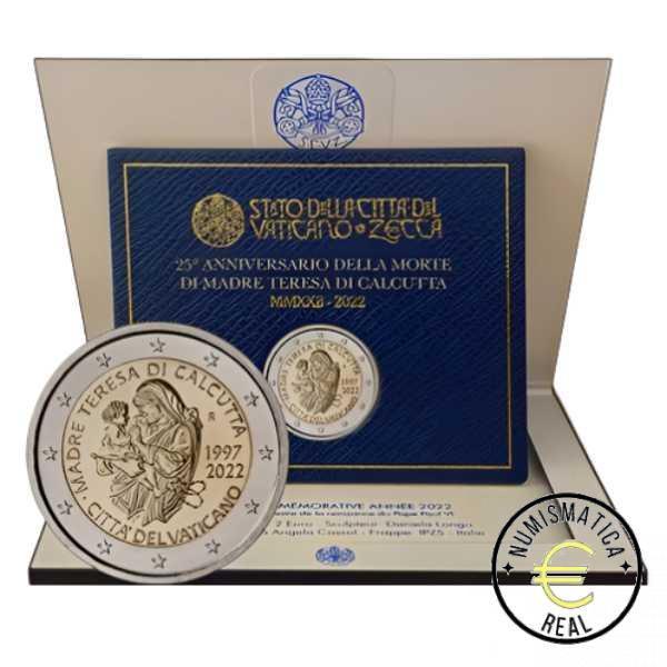 VATICANO 2022 2 EUROS CONMEMORATIVA BU - 25º ANIVERSARIO DE LA MUERTE DE LA MADRE TERESA DE CALCUTA - EN CARTERA OFICIAL.