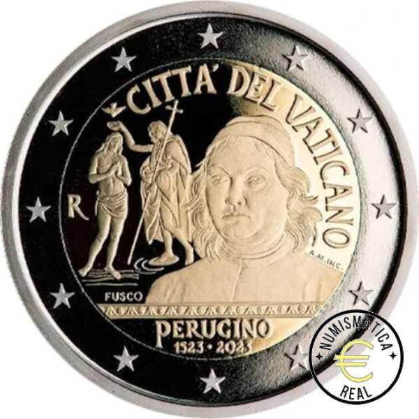VATICANO 2023 2 EUROS CONMEMORATIVA BU - V CENTENARIO DE LA MUERTE DE PIETRO PERUGINO - EN CARTERA OFICIAL. - Imagen 2