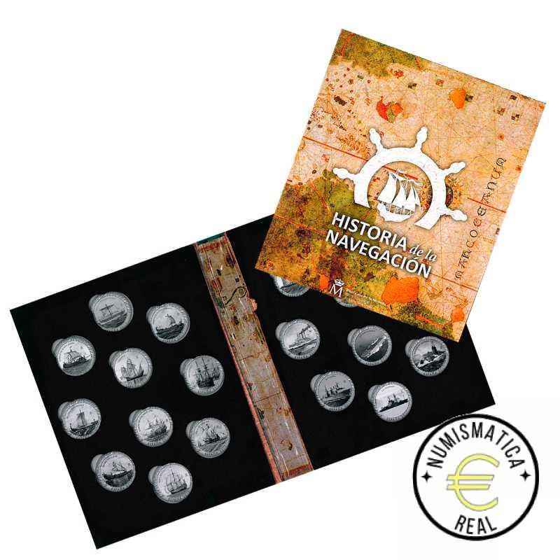 ESPAÑA 2019 1,5 EUROS CONMEMORATIVA 2018-19 COMPLETA 20 MONEDAS - HISTORIA DE LA NAVEGACION - EN COLOR + ESTUCHE UNC. - Imagen 8