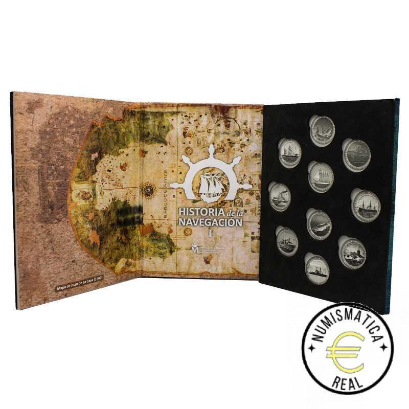 ESPAÑA 2019 1,5 EUROS CONMEMORATIVA 2018-19 COMPLETA 20 MONEDAS - HISTORIA DE LA NAVEGACION - EN COLOR + ESTUCHE UNC. - Imagen 7