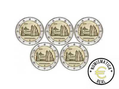 ALEMANIA 2014 2 EUROS CONMEMORATIVA UNC -"BAJA SAJONIA" LAS 5 CECAS LETRA A,D,F,G,J - S/C.