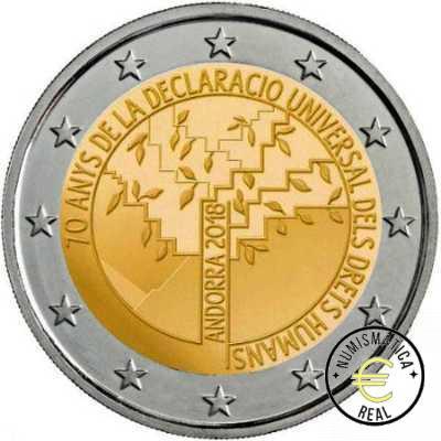 ANDORRA 2018 2 EUROS CONMEMORATIVA UNC - 70 AÑOS DE LA DECLARACION DE LOS DERECHOS HUMANOS (EN COINCARD) - BU.