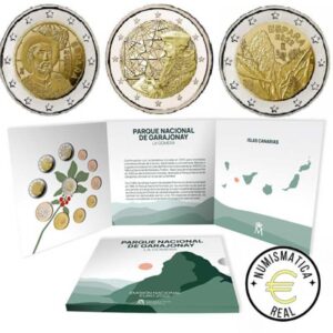 ESPAÑA 2022 11 VALORES, 8 DE LA SERIE + 3 CONMEMORATIVAS 2 EUROS "ERASMUS, ELCANO, GARAJONAY" CARTERA BU - EUROSET.