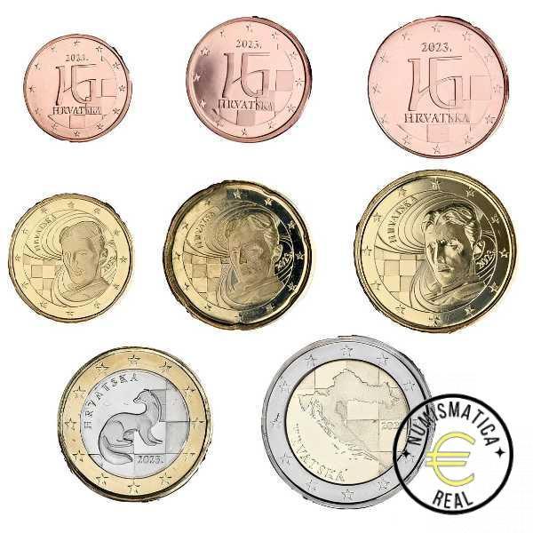 CROACIA 2023 - 8 VALORES, MONEDAS DEL PAIS DE 1 CENT A 2 EUROS SERIE UNC. S/C.