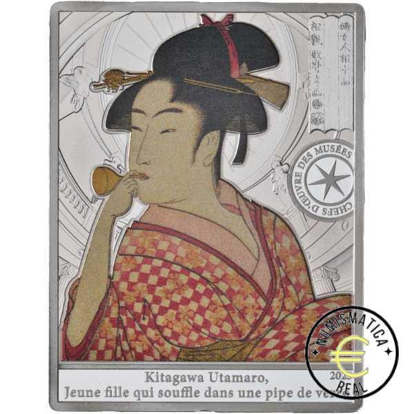 FRANCIA 2023 10 EUROS PROOF - MONEDA DE PLATA COLOR "KITAGAWA UTAMARO" MUSEO BE - PP. - Imagen 2
