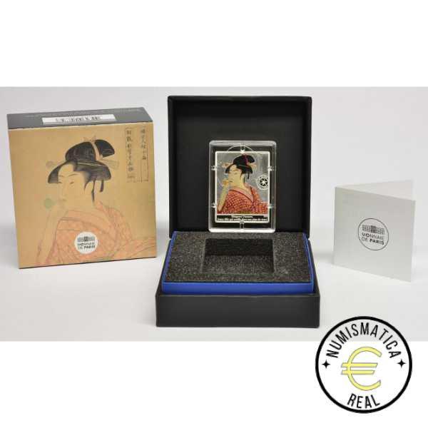 FRANCIA 2023 10 EUROS PROOF - MONEDA DE PLATA COLOR "KITAGAWA UTAMARO" MUSEO BE - PP.
