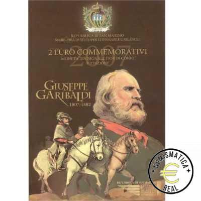 SAN MARINO 2007 2 EUROS CONMEMORATIVA BU - GIUSEPPE GARIBALDI - EN CARTERA OFICIAL.