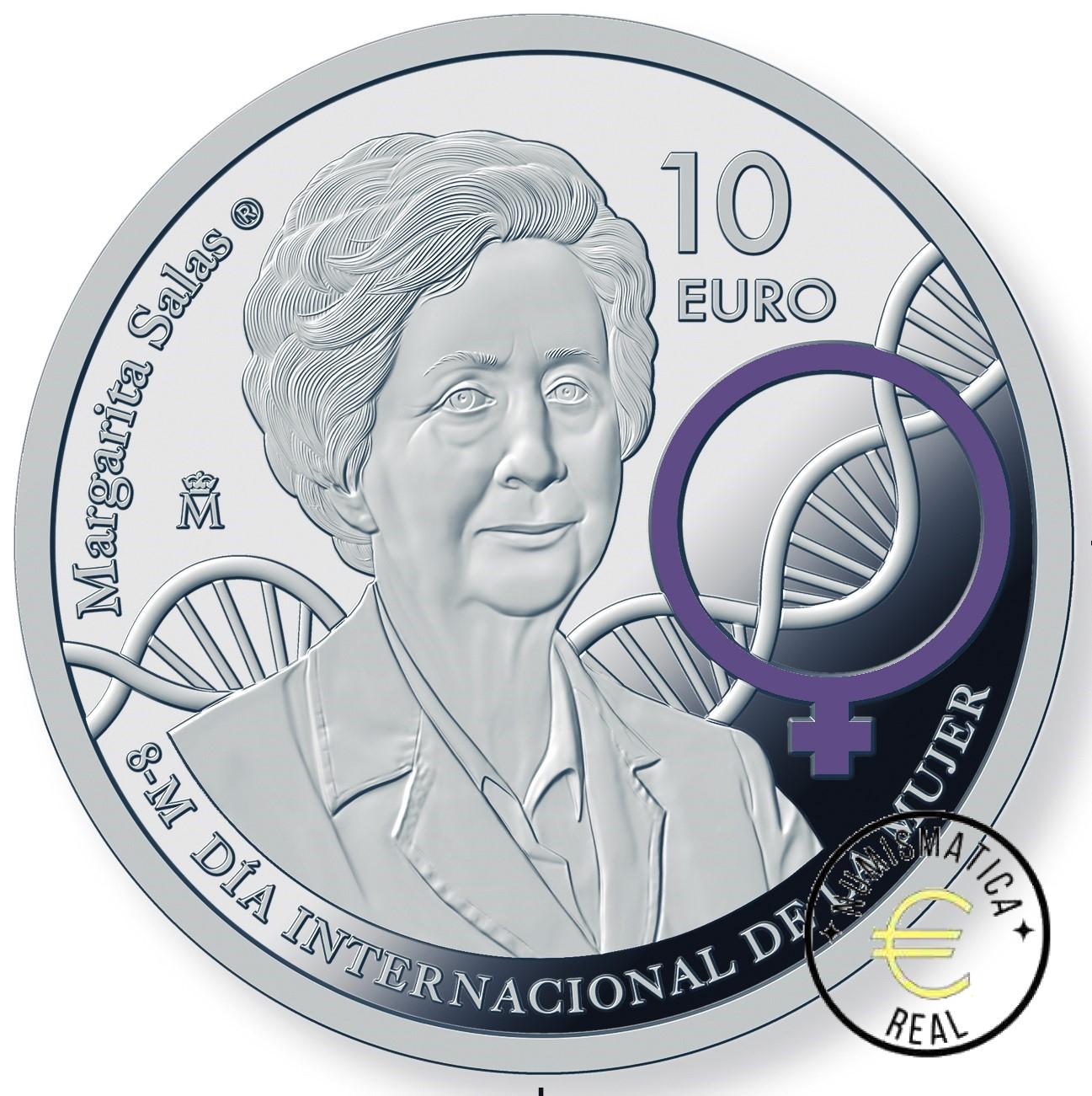 ESPAÑA 2024 10 EUROS PROOF – 8 REALES “MARGARITA SALAS – 8 MARZO – DIA DE LA MUJER” BE – PP.