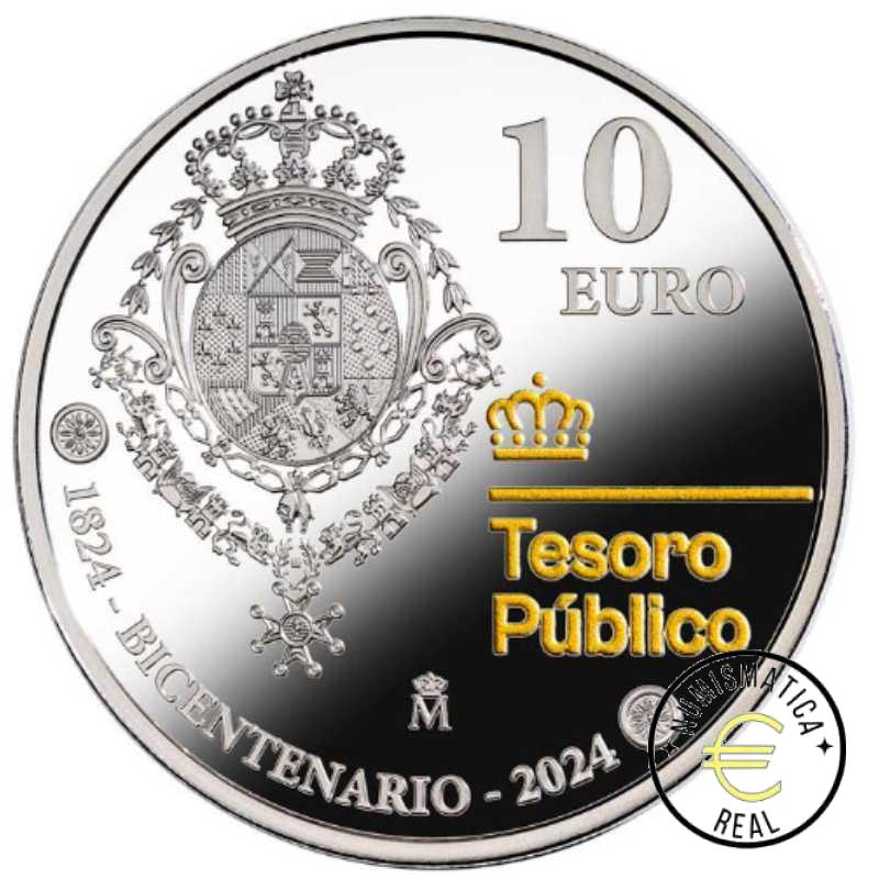 ESPAÑA 2024 10 EUROS PROOF – "BICENTENARIO DEL TESORO PUBLICO 2024” JUEGOS OLIMPICOS BE – PP. - Imagen 2
