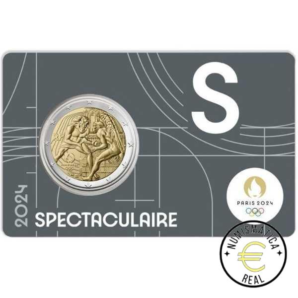 5x FRANCIA 2024 2 EUROS CONMEMORATIVA UNC - JUEGOS OLIMPICOS PARIS 2024 - 4 ED. (EN COINCARD) 5 VERSIONES EN 5 COLORES DIFERENTES. - S/C. - Imagen 6