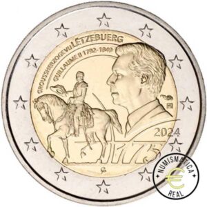 LUXEMBURGO 2024 2 EUROS CONMEMORATIVA UNC "175º ANIVERSARIO DE LA MUERTE DEL GRAN DUQUE GUILLERMO II" S/C.