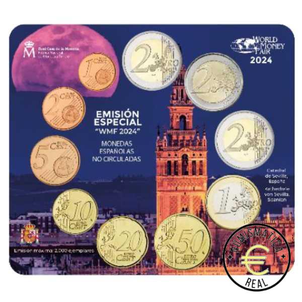 ESPAÑA 2024 10 VALORES - SERIE DE 1CENT A 2 EUROS 8 VALORES + 2 EUROS COM. "SEVILLA Y POLICIA NACIONAL"- CARTERA WMF BERLIN BU - EUROSET. DIFICIL - Imagen 2