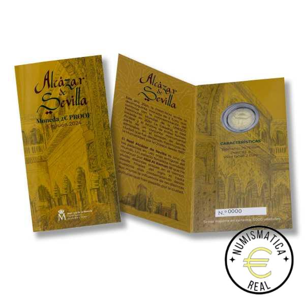 ESPAÑA 2024 2 EUROS CONMEMORATIVA PROOF - PATRIMONIO UNESCO "CATEDRAL, ALCAZAR Y ARCHIVO DE INDIAS DE CIUDAD DE SEVILLA" BE - CARTERA OFICIAL PP.