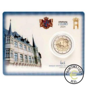LUXEMBURGO 2024 2 EUROS CONMEMORATIVA BU "175º ANIVERSARIO DE LA MUERTE DEL GRAN DUQUE GUILLERMO II" VARIANTE SIGNOS "VARITA" Y "CUERVO" - EN COINCARD - BNC.