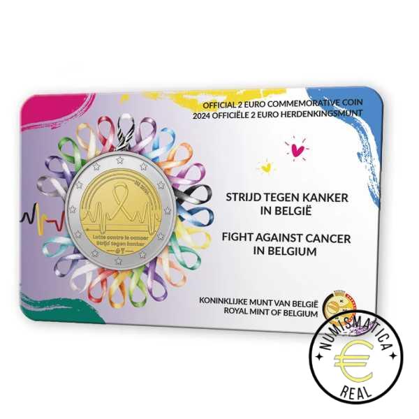 BELGICA 2024 2 EUROS CONMEMORATIVA BU - LUCHA CONTRA EL CANCER EN BELGICA - EN COINCARD - BNC.