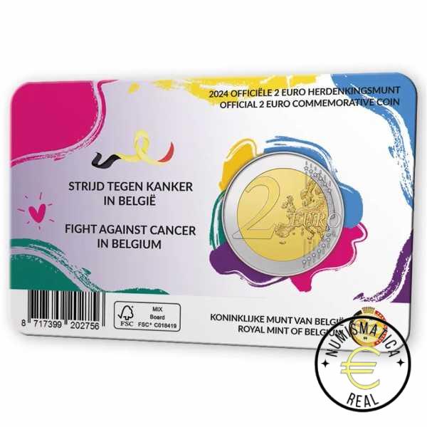 BELGICA 2024 2 EUROS CONMEMORATIVA BU - LUCHA CONTRA EL CANCER EN BELGICA - EN COINCARD - BNC. - Imagen 3